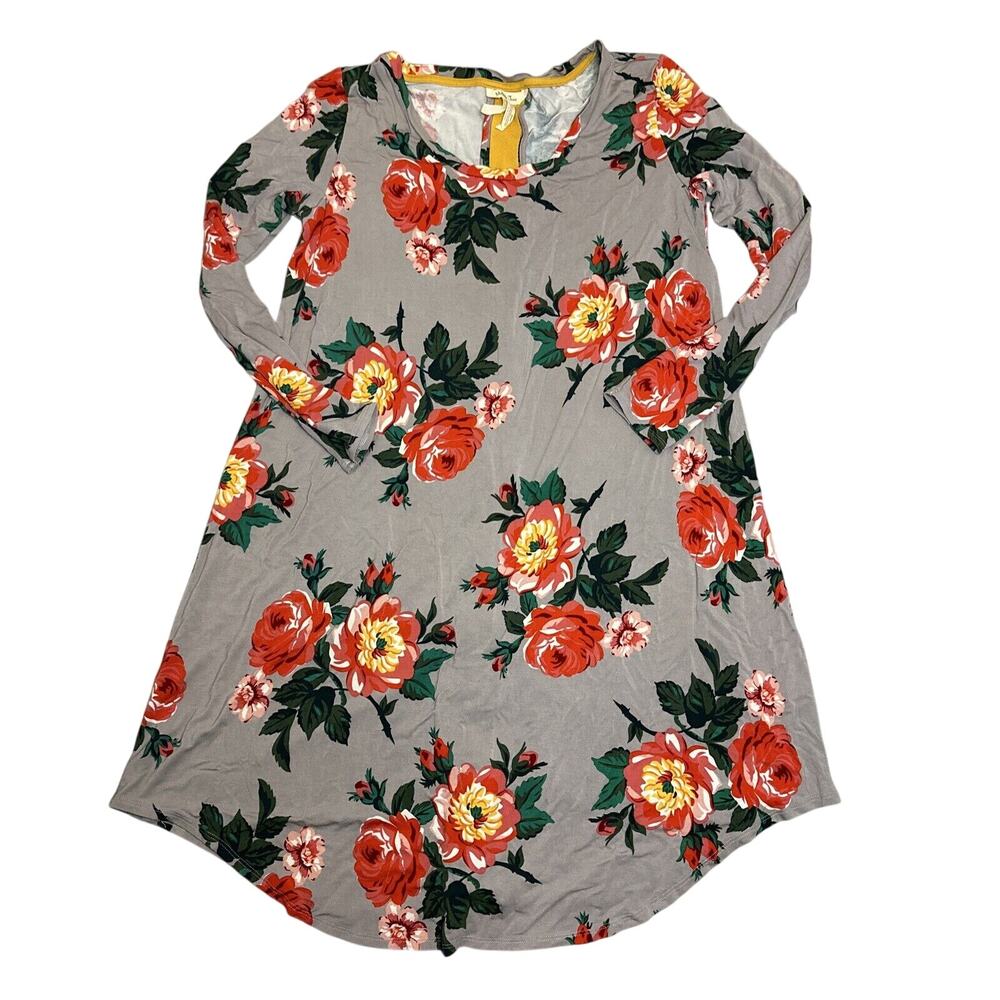 Matilda Jane dress women M Say I’m A Dreamer Gray Long Sleeve Floral